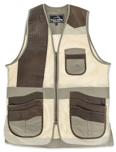 Wild Hare Shooting Gear Range Vest - Sage with Distressed Leather (Medium, right)