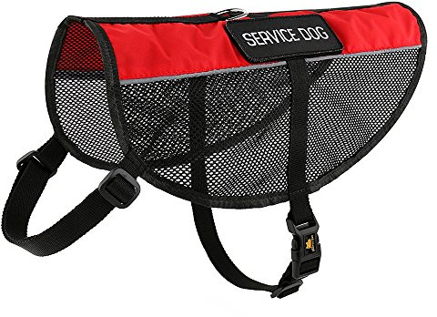 PLUTUS PET Service Dog Vest with 2 Removable Patches, Light Weight and Breathable Mesh Service Animal Harness,Perfect for Summer and Hot Days,Red,S,Girth 18.7-22.8