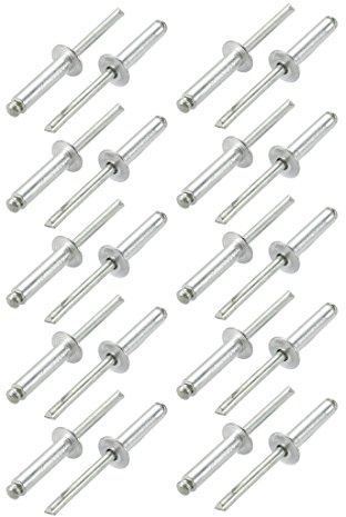 sourcing map 20Stk.Aluminum/Stahl Offenes Ende Blind Nieten 6mm x 25mm