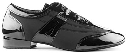 Portdance Scarpe da ballo da uomo PD024 Pro – Laccato/Lycra nero – Larghezza normale – 2 cm Standard – Made in Portogallo, Nero , 45 EU