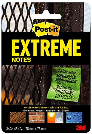 Post-it Notes Extreme 76 x 76 mm, 3 bloques (verde/naranja/amarillo)