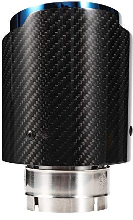 Terminale Scarico auto, 63-101mm Universale Terminale di Scarico Silenziatore Marmitta di Coda in Acciaio Inox e Fibra di Carbonio Lucido per Autoveicoli