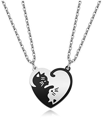 Zysta BFF Ketten für 2 Freundschaftskette Pärchen Kette Yin Yang Kette Puzzle- Anhänger Halskette für Partner BFF Geschenke