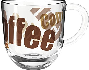 Leonardo Napoli Kaffee-Tassen 1 Stück, spülmaschinengeeigneter Kaffee-Becher mit Motiv, kleine Glas-Tasse mit Henkel, mikrowellenfest, 280 ml, 024235