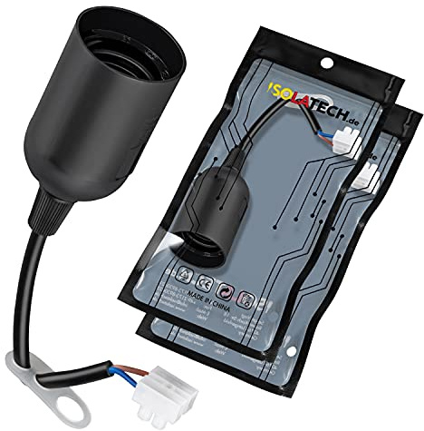 ISOLATECH 2pcs Douille E27 Noire En Plastique Max.250V/4A Rénovation | Douille De Chantier, Pour Ampoules, Maison, Plafond, Cuisine, Réfrigérateur, Salle De Bains, Support Encastré