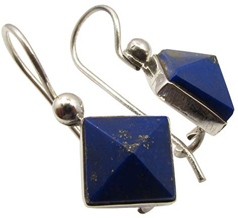 SilverStarJewel Marineblaue Lapislazuli-Ohrringe 2,3 cm 925 reiner Silber-Hochzeitsedelstein