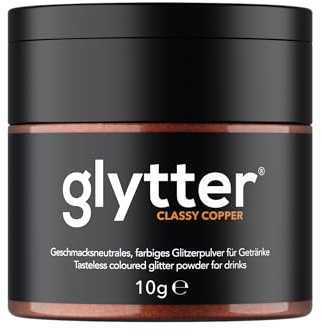 Glytter Glitzerpulver für Getränke (Kupfer) - essbarer Glitzer für Drinks & Flüssigkeiten, für Likör, Sekt, Cocktails - trinkbares & geschmacksneutrales Glitzerpulver - Glitzerpuder, Glitzer-Staub