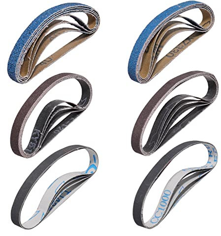 Sruhrak Affilacoltelli Nastri Abrasivi 12,5 X 305 mm-24 Pezzi Kit di Nastri di Ricambio Compatibili con Work Sharp Knife & Tool Sharpener, 4X 80/120/240/400/800/1000 Grane Abrasivi per Levigare