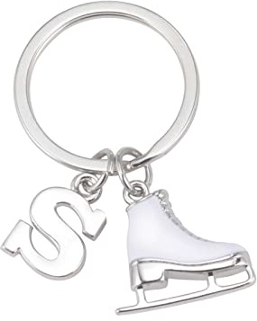 LIKGREAT Schlittschuh Schlüsselanhänger Eiskunstlauf Schlüsselanhänger Initiale Schlittschuhlaufen Charm Schlüsselanhänger Winter Weihnachtsdekoration Geschenke für Frauen Mädchen
