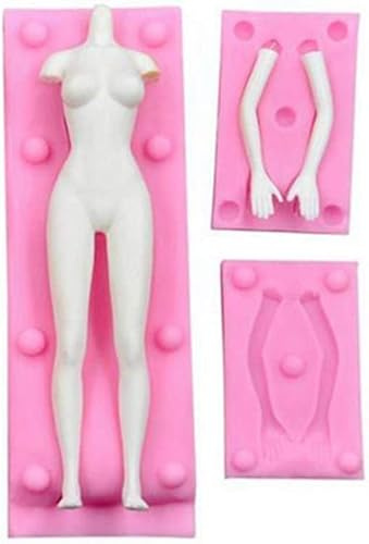 KOMUNJ 3D-Kunststoff-Fondant-Form für Menschen, für Fondant, Schokolade, Gelee, Kuchendekoration, Backwerkzeug, DIY Ton, Gips, Spielzeug, Formen für den menschlichen Körper Female Model