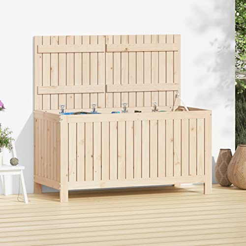 Tidyard Trädgårdskista trä, förvaringslåda, dynlåda, trädgårdslåda, kuddkista, kista, 121 x 55 x 64 cm, massivt trä furu