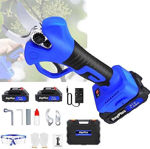 Power Shears for Garden Electric Pruning Shears with Non-Slip Soft Grip Handle, Portable Pruning Secateurs Cordless Pruner, 2X 1500 mAh Batteries & Fast Charger for Orchard Pot Tree Park