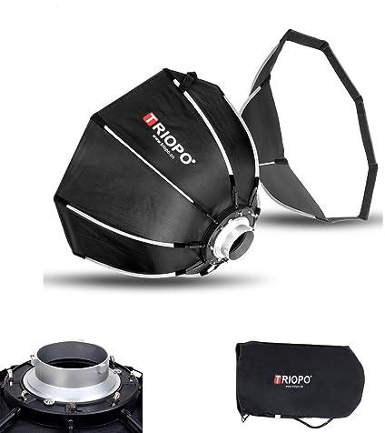 Triopo Softbox 25.6in/65cm Octagon Soft Boxs Quick Release, Bowen Mount Ombrello Fotografia Softbox Modificatore Diffusore di luce per Bowen Mount Flash Speedlight Speedlite LED Video Light (K2-65)