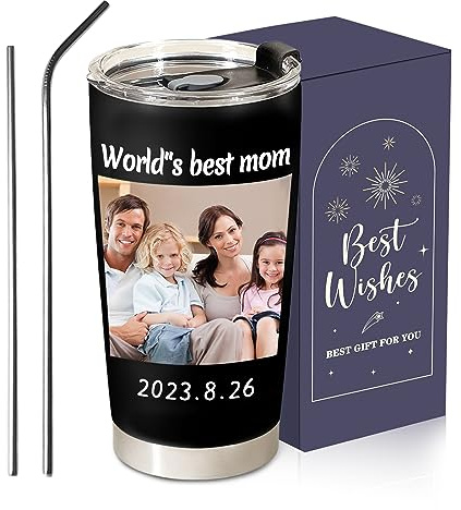 Personalised Travel Mug Personalised Coffee Tumbler with Pictures Text Name, Custom Coffee Travel Mug Cup 20 Oz, Personalized Gifts Custom Gifts for Mom Dad Friends Thanksgiving Christmas Birthday