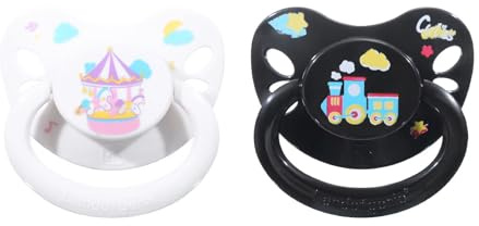 Landofgenie Bedruckt Schnuller Erwachsenengröße Großer Saugerschild Schnuller 2 Paci Pack Schwarz+Weiß