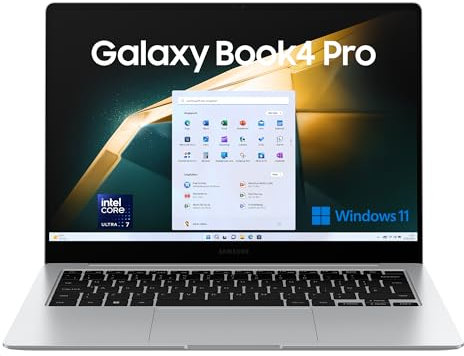 Samsung Galaxy Book4 Pro, 14 Zoll-Notebook mit Touchscreen, Windows-Laptop, Intel Core Ultra 7, 32 GB RAM, 512 GB, Platinum Silver