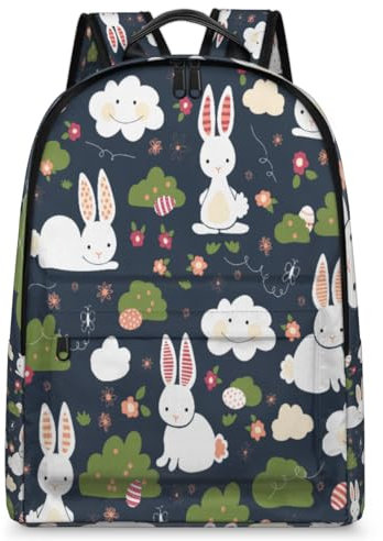 TropicalLife Niedlicher Osterrucksack für Männer, Frauen, Kinder, Mädchen, Jungen, Osterhasen-Rucksack, großes Fassungsvermögen, 23,5 l, Rucksack, Schule, Büchertasche, Reisen, lässig, Laptoptasche,