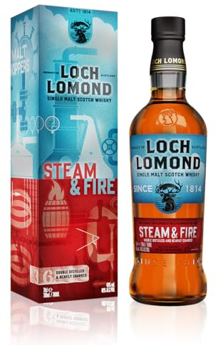 Loch Lomond Steam & Fire Single Malt Whisky 70cl | This Classic Loch Lomond Whisky is Double Distilled, Heavily Charred and Matured in Amercian Oak Casks for a Premium Scotch Whisky Gift Choice
