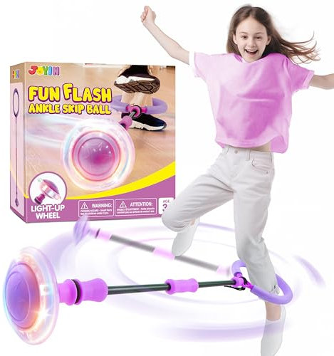 JOYIN Swing Wheel mit Lichtrad,Blinkender Springring Fußkreisel Kinder,Sport Sprungball,Flash Jumping Ball Drinnen&draußen,Geschenke mädchen 6 7 8 9 10 Jahre Lila