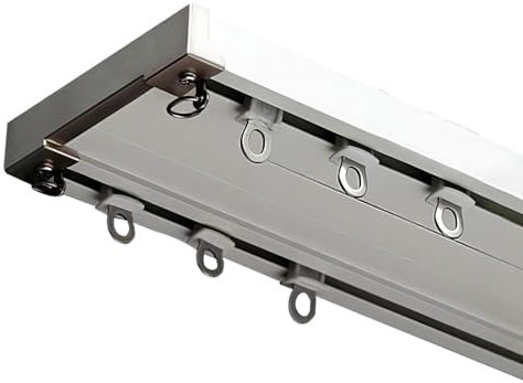 Gardinenleisten 2 Läufig Vorhangschiene Aluminium Gardinenschienesystem Mit Dämpferrolle, Vorhangstange Decke Für Raumteiler, Wohnzimmer, Schlafzimmer(White,400cm(4 * 100cm))