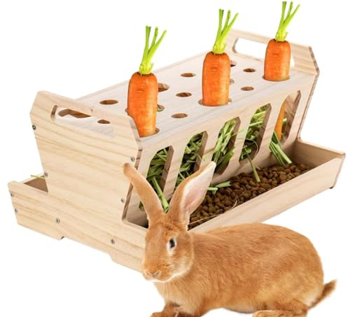 Kaninchen-Heu-Futterstation, Heu-Futterstation für Kaninchen | Futterstation Bunny Hay Feeder,Hasen-Heuraufe mit abnehmbarer Oberseite, Kleintier-Futterstation, hölzerne Meerschweinchen-Heu-Futterstat