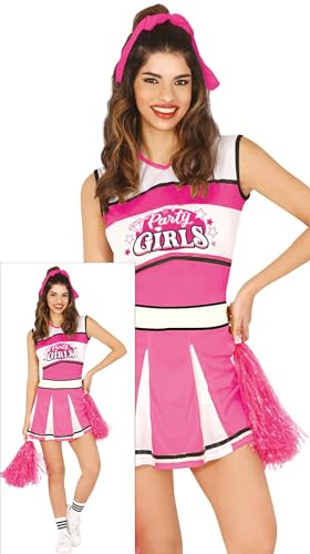 FIESTAS GUIRCA Rosa Cheerleader-Kostüm für Damen, amerikanische Cheerleader-Uniform, kurzärmelig, Kostüme für Damen