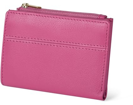 Oak Leathers Wallet for Women Full Grain Leather - Small RFID Coin Purse Credit Card & ID Holder for Ladies,Bifold Wallets for Teenager (Nappa Pink)