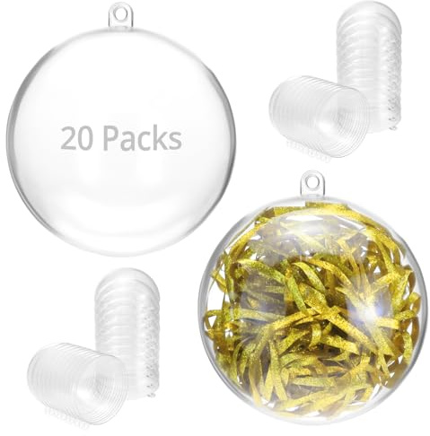 QWORK® 20 pièces Boules en Plastique Transparentes, Ø8 cm Boule de Noel, Boules en Plastique à remplir