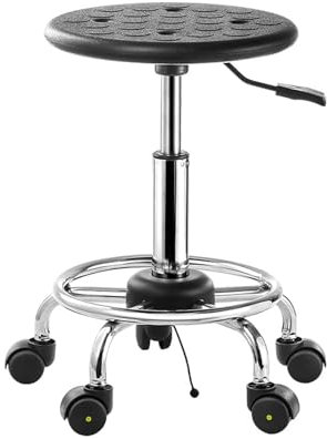 Hocker mit Rollen für Werkstatt 45-58cm Sitzhöhe 360° Drehbar, Hocker mit Rollen Bis 150 kg Teleskophocker, für Werkstatt Schönheitssalons Studios