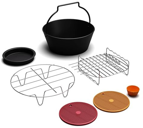 Klarstein AeroVital Deluxe Freidora De Aire Accesorios - Parrilla, Bbq, Molde Pizza, Tartas, Moldes & Tapete Silicona, Apto Lavavajillas, Antiadh, Compatible AeroVital