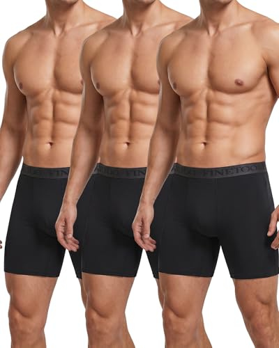 FINETOO Lot de 3 Boxers Hommes en Coton sous-vêtements Hommes Retroshorts Boxer Long Mutipack S-3XL