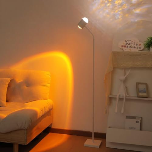 Sunset Lamp Projector Double Sided Floor Lamp with Water Ripple Ambient Light for Bar Living Room Bedroom Dining Room Live Broadcast Background
