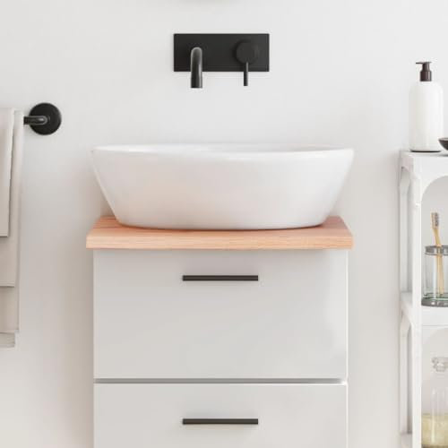 Lauuoeriau Mobili Casa Bagno Piano di Lavabo Marrone Chiaro 40x60x2 cm Legno Massello Trattato-Fancer