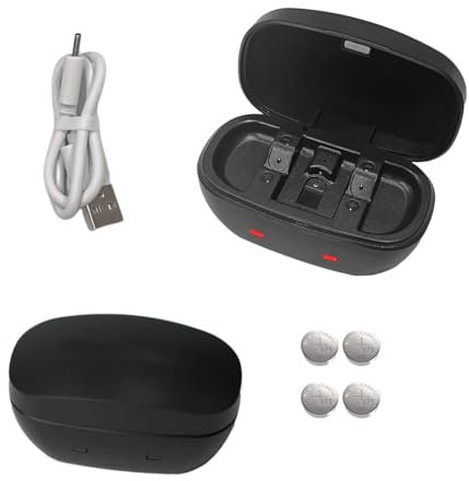 Baterías recargables para audífonos tamaño 675 y funda de cargador de batería, cargador de repuesto para audífonos con 4 paquetes de baterías recargables para audífonos 675 (cargador + 4 baterías 675)