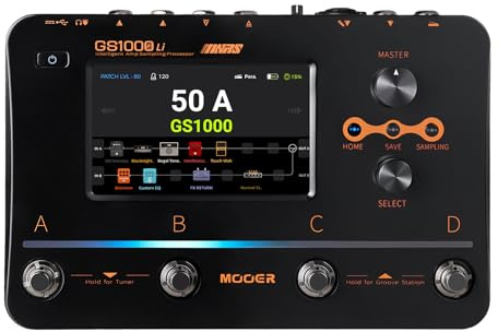 MOOER GS1000 Li Guitare Multi-Effets Processeur Ampli Échantillonnage Chaînes Double Effets avec Entrée Micro XLR, Écran Tactile, et Plus de 350 Effets, Pédale Guitare Électrique avec 120 Emplacements