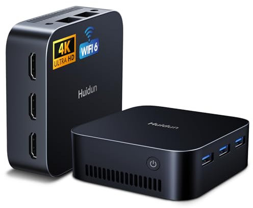Huidun H20 Mini PC Intel Alder Lake N95 16Go LPDDR5 (Technologie Avancée, +35% face DDR4) 512Go SSD Mini Ordinateur De Bureau W-11 Pro, 3 x HDMI 4K, WiFi 6, BT 5.2, Double Ethernet Gigabit pour Maison