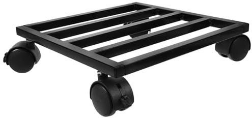 Happyyami Pflanzenbasis mit Rädern 25cm Eisen, Beweglich, Robust für Garten | Schwarz, für Schwere Pflanzen und Große Vasen, Leicht zu Bewegen, für Draußen im Garten