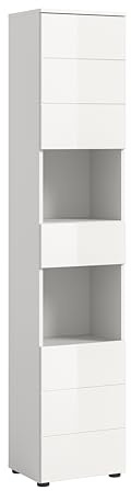 xonox.home - Hochschrank Vira 38x190x34 cm in weiß Melamin und weiß Hochglanz - Badset Badezimmerkombination Badmöbel - funktional erstklassige Qualität hochwertig verarbeitet