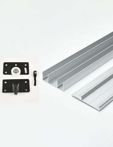 Sliding Door Track Kit with Silent Pulley for Smooth, Quiet Operation in Wardrobes and Glass Doors