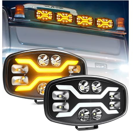CO LIGHT 2PCS 10inch LKW LED Arbeitsscheinwerfer mit gelber LED Fernscheinwerfer 80W 36000LM IP68 Zusatzscheinwerfer 12v 24v Geeignet für schwere LKWs, Traktor, Lastwagen, Geländewagen, Traktoren