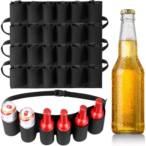 Shyyween 5 Pcs Beer Belt Holder Adjustable 6 Pack Beer Soda Can Holster