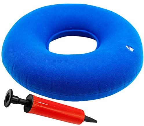 Coussin d’Assise Gonflable en Anneau,Oreiller D'hémorroïde Médical Confortables,Coussin Rond Gonflable pour Voiture Voyage Bureau (Bleu)