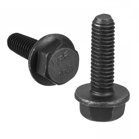 TA-VIGOR 20Pcs M6 x 20mm Hex Flange Bolts, 10.9 Grade Carbon Steel Hex Head Screws, Flanged Hexagon Bolts for Construction, Machine Tools, and DIY Projects Black