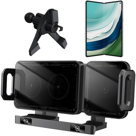 Caricabatterie wireless per auto, griglia di ventilazione, supporto per telefono, pinza automatica, base di ricarica rapida Qi per viaggi quotidiani guida lunga vacanza in famiglia