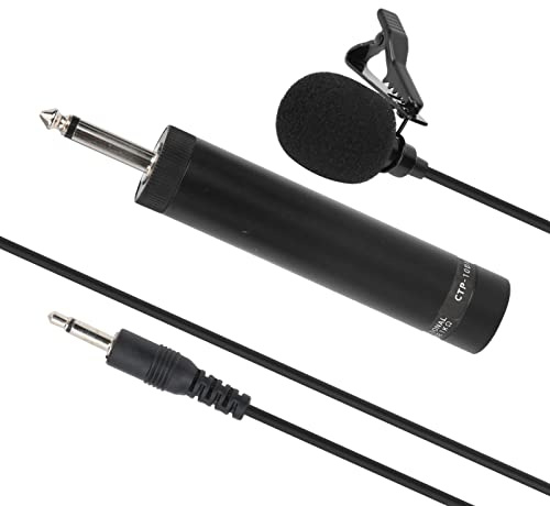 Professional Wired Lavalier Microphone for Saxophone Erhu, 10m Cable Musical Instrument Clip-On Mic with Noise Reduction Foam, Clear Sound Recording Accessories