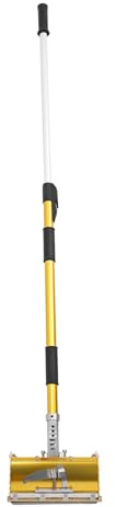 Professional Drywall Flat Finishing Box Tool Yellow Adjustable Angle of Scraping Head & Rod Length Aluminum Alloy Wall Repair Finishing Mud Box for Plasterboard Wallboard, 26.5cm Putty Box