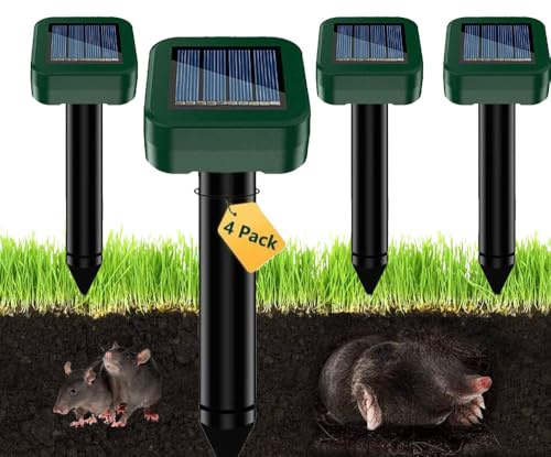 Ahuyentador de Topos 4 Piezas, IP65 Impermeable, Campañoles, Ratones, Hormigas y Serpientes, Apto para Jardines, Campos, Cultivos, Campos de Golf