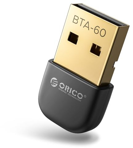 ORICO USB Bluetooth Adapter–30M Range, 3Mbps Speed, Bluetooth 6.0 Dongle Receiver EDR & BLE, Windows 8.1/10/11 Compatible, Supports Headphones, Keyboard, Mouse, Speakers & Printers（BTA-60）