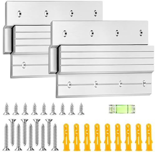 ddckj 2 Pares Colgar Cuadros Pesados Z Hanger Clip 15 cm Soportes de Montaje Francés Carga 27 kg Soporte Espejo Pared con Tornillos Ganchos en Z Enclavamiento para Bastidores Pesados, Cabeceros