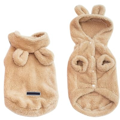 Hundepullover Winterkleidung mit Bärenohren Herbst Mottoparty Fleece | Kapuze, Ärmelloses Design und Schnallenverschluss, für Alltag und Draußen, für Hunde